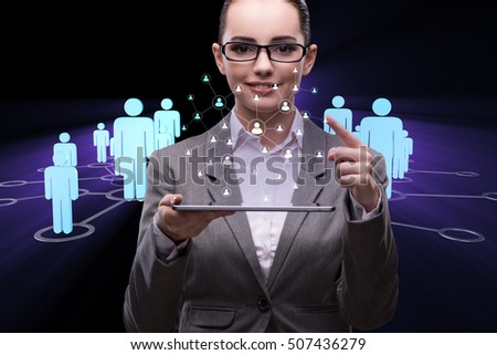 Young businesswoman in social networks concept
