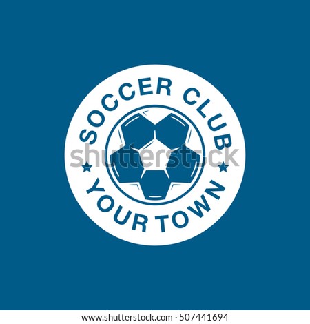 Soccer Club Emblem Flat Icon On Blue Background