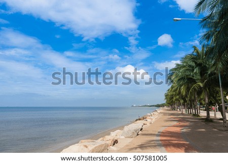 beautiful tropical beach with coconut palm trees