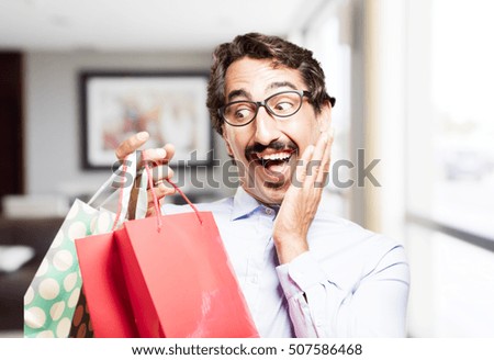 young cool man with shopping bags