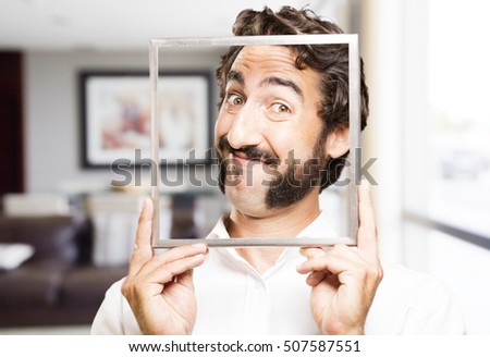 young cool man with a frame