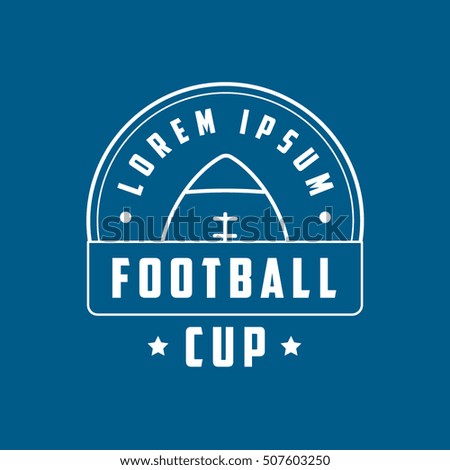 American Football Cup Emblem Line Icon On Blue Background