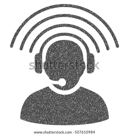 Operator Radio Signal grainy textured icon for overlay watermark stamps. Flat symbol with dirty texture. Dotted vector gray ink rubber seal stamp with grunge design on a white background.