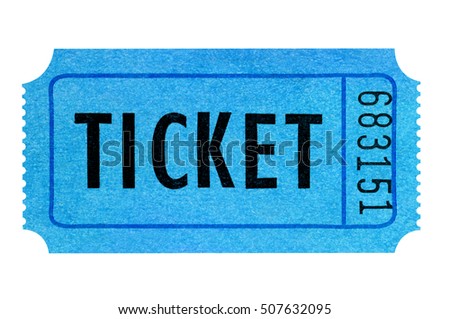 Blue ticket isolated 