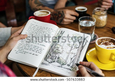 Coffee Table Drawing Nature Concept