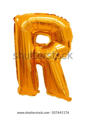 Letter R English alphabet of balloons orange on a white background