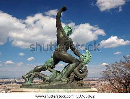 Statue on the Gellert hill in Budapest