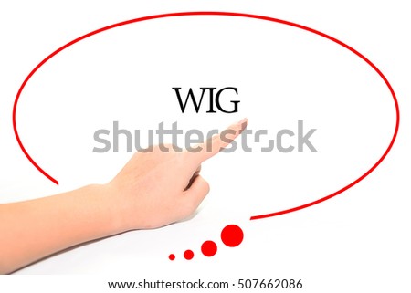 Hand writing WIG  with the abstract background. The word WIG represent the meaning of word as concept in stock photo.