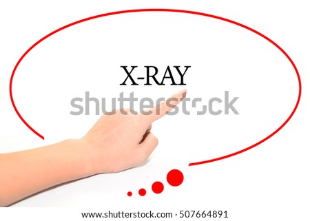 Hand writing X-RAY  with the abstract background. The word X-RAY represent the meaning of word as concept in stock photo.
