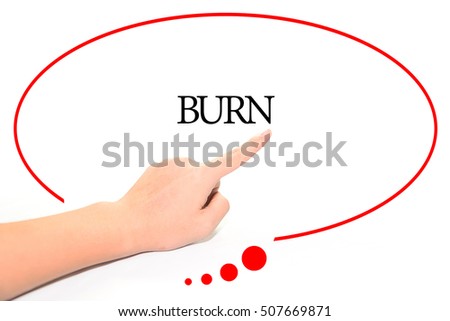 Hand writing BURN  with the abstract background. The word BURN represent the meaning of word as concept in stock photo.