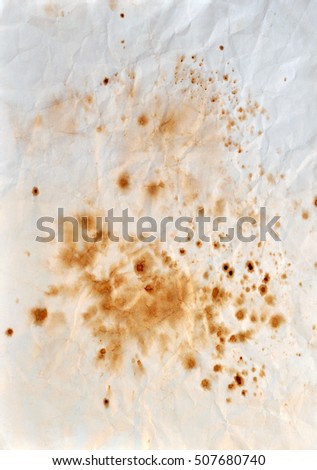 Background with Abstract Pattern, Brown Coffee Stains on Crumpled Paper