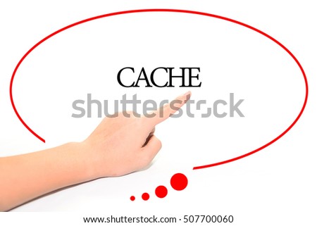Hand writing CACHE  with the abstract background. The word CACHE represent the meaning of word as concept in stock photo.