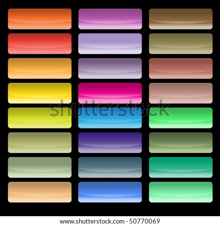 Glossy buttons of different color on black background