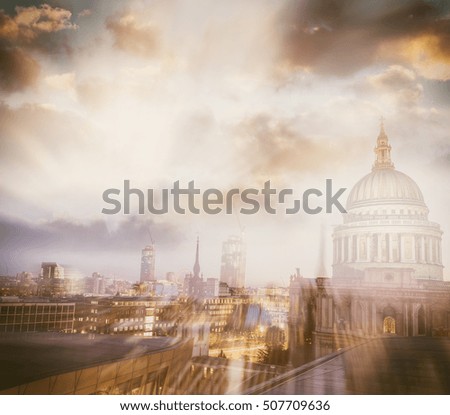 Blurred view of St Paul cathedral, London.