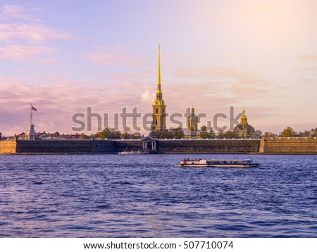 Peter and Paul Fortress,Peter and Paul Fortress across the Neva river,St. Petersburg,Russia