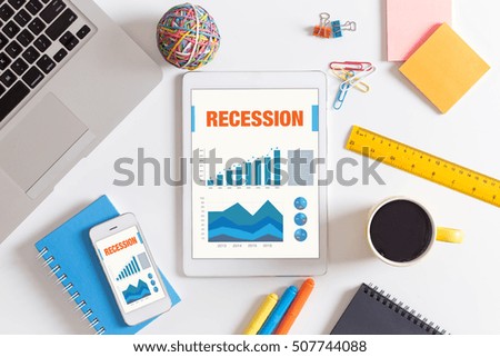 Business Graphs and Charts Concept with RECESSION word