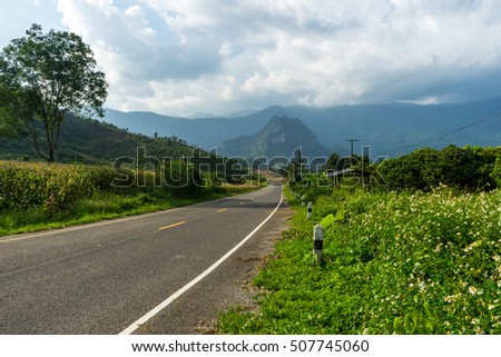 Country road in rural of Thailand