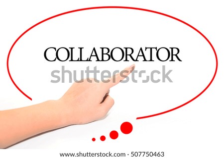Hand writing COLLABORATOR  with the abstract background. The word COLLABORATOR represent the meaning of word as concept in stock photo.