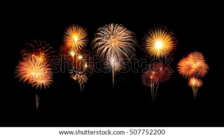 Happy New Year celebration fireworks at night