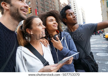Group of friends visiting New york city Royalty-Free Stock Photo #507753370