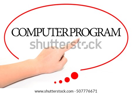 Hand writing COMPUTER PROGRAM  with the abstract background. The word COMPUTER PROGRAM represent the meaning of word as concept in stock photo.