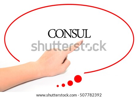 Hand writing CONSUL  with the abstract background. The word CONSUL represent the meaning of word as concept in stock photo.