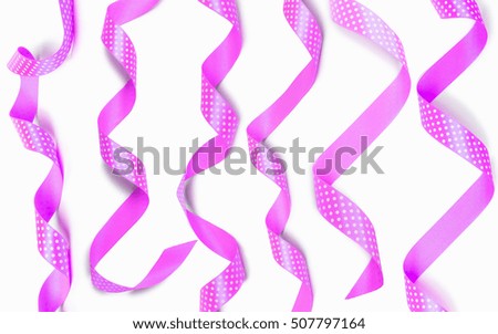 Mix Pink ribbon on a white background 