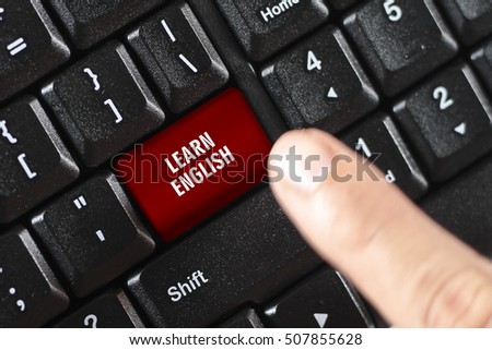learn english word on red keyboard button