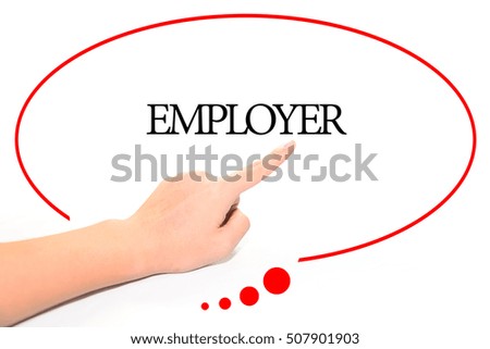 Hand writing EMPLOYER  with the abstract background. The word EMPLOYER represent the meaning of word as concept in stock photo.