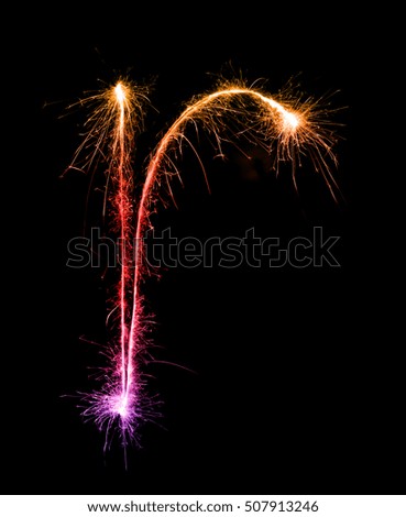 Sparkler firework light alphabet r (Small Letters) at night background
