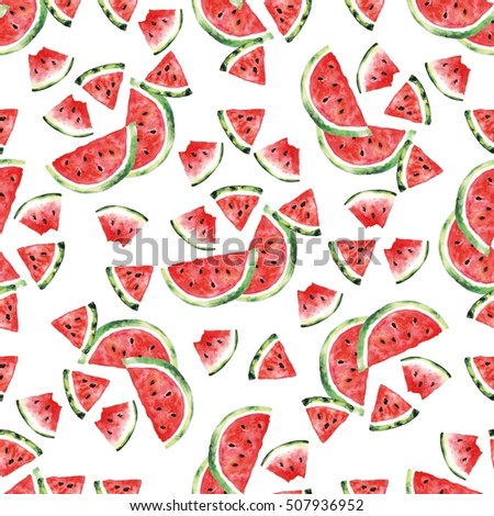 Watermelon slice. Vector seamless pattern. Colored illustration