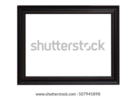 Black picture frame isolated on white background.