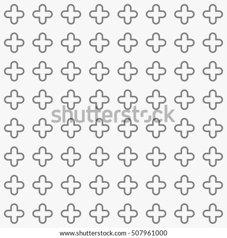 Outlined crosses vector pattern, monochrome background
