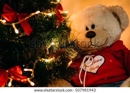 bear with Christmas lights