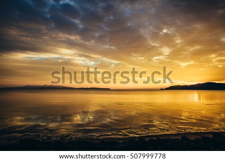 Gloomy tropical sunset,Sunset over Water and Islands,Thailand