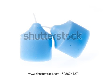 blue candle isolated on white background
