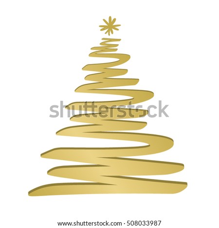 Vector golden Christmas tree illustration