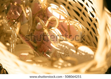 Abstract basket texture, shallow focus, vintage, gifts and present for guests new year 2017, xmas