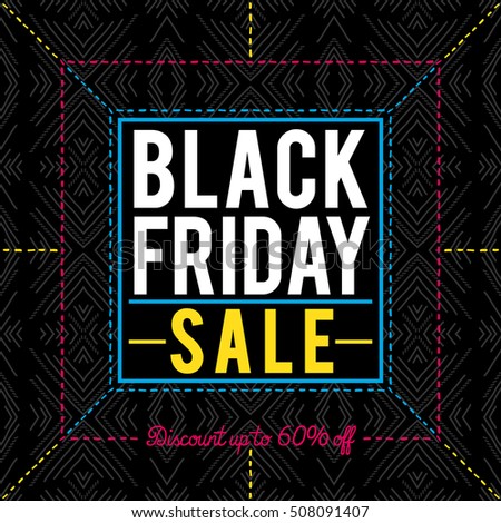 Black friday sale banner on patterned background, vector illustration