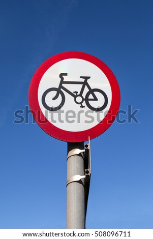 Road sign, prohibited bicycle sign