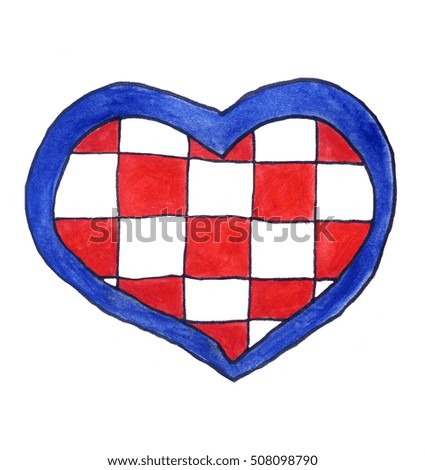 Handmade illustration of a croatian heart