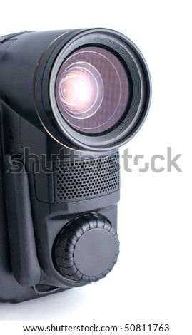 Old video camera.Isolated on white background.