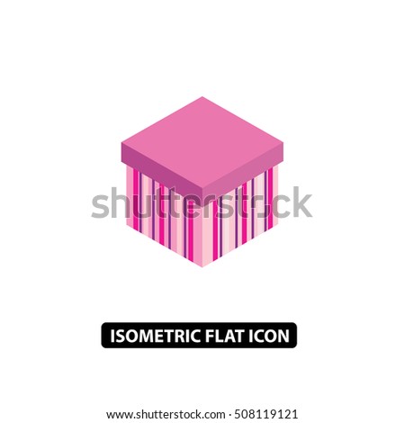 Beautiful pink gift package isometric icon. Birthday gift illustration.