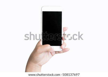 hand holding smartphone.