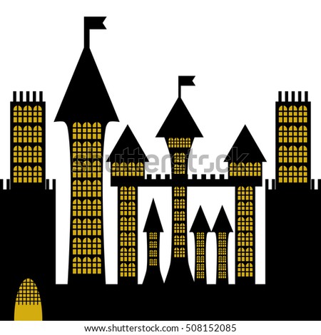 isolated vector ancient gothic castle black silhouette
