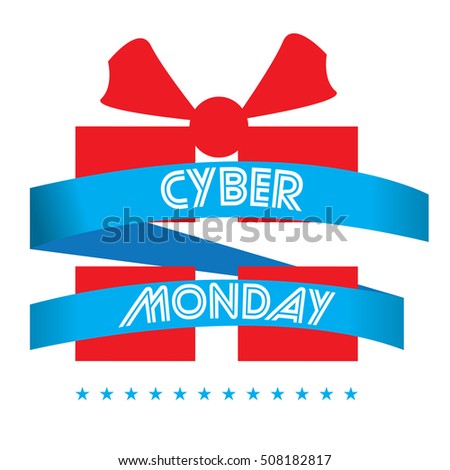 Isolated silhouette of a gift, Cyber monday vector illustration