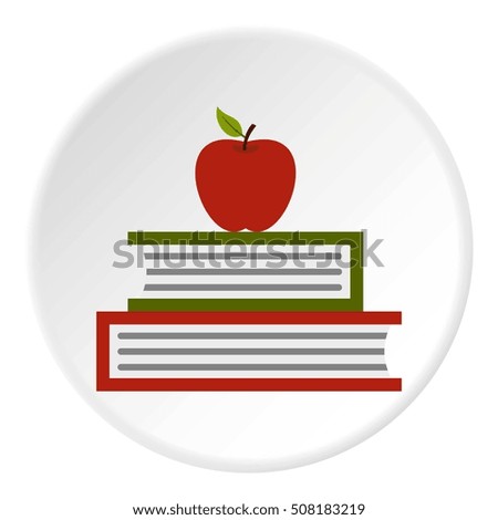 Apple and books icon. Flat illustration of apple  icon for web design
