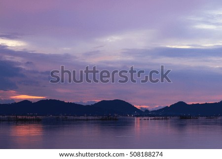 Beautiful sunset on the Songkhla lake.