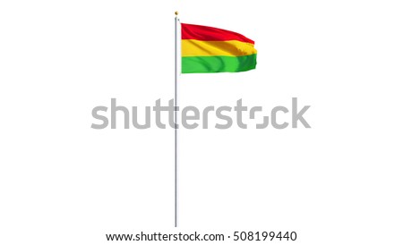 Bolivia flag waving against clean blue sky, long shot, isolated with clipping mask alpha channel transparency, perfect for film, news, digital composition