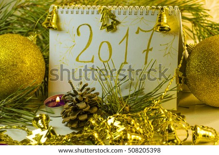 Christmas decorations and the upcoming new year calendar